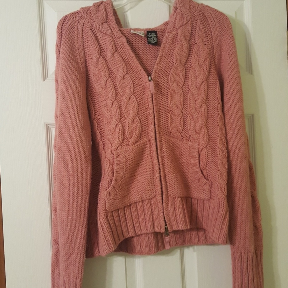 Pink zippered hooded sweater
